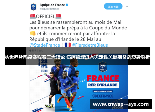 从世界杯热身赛程看三大结论 伤病管理进入决定性关键期备战态势解析