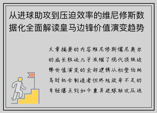从进球助攻到压迫效率的维尼修斯数据化全面解读皇马边锋价值演变趋势